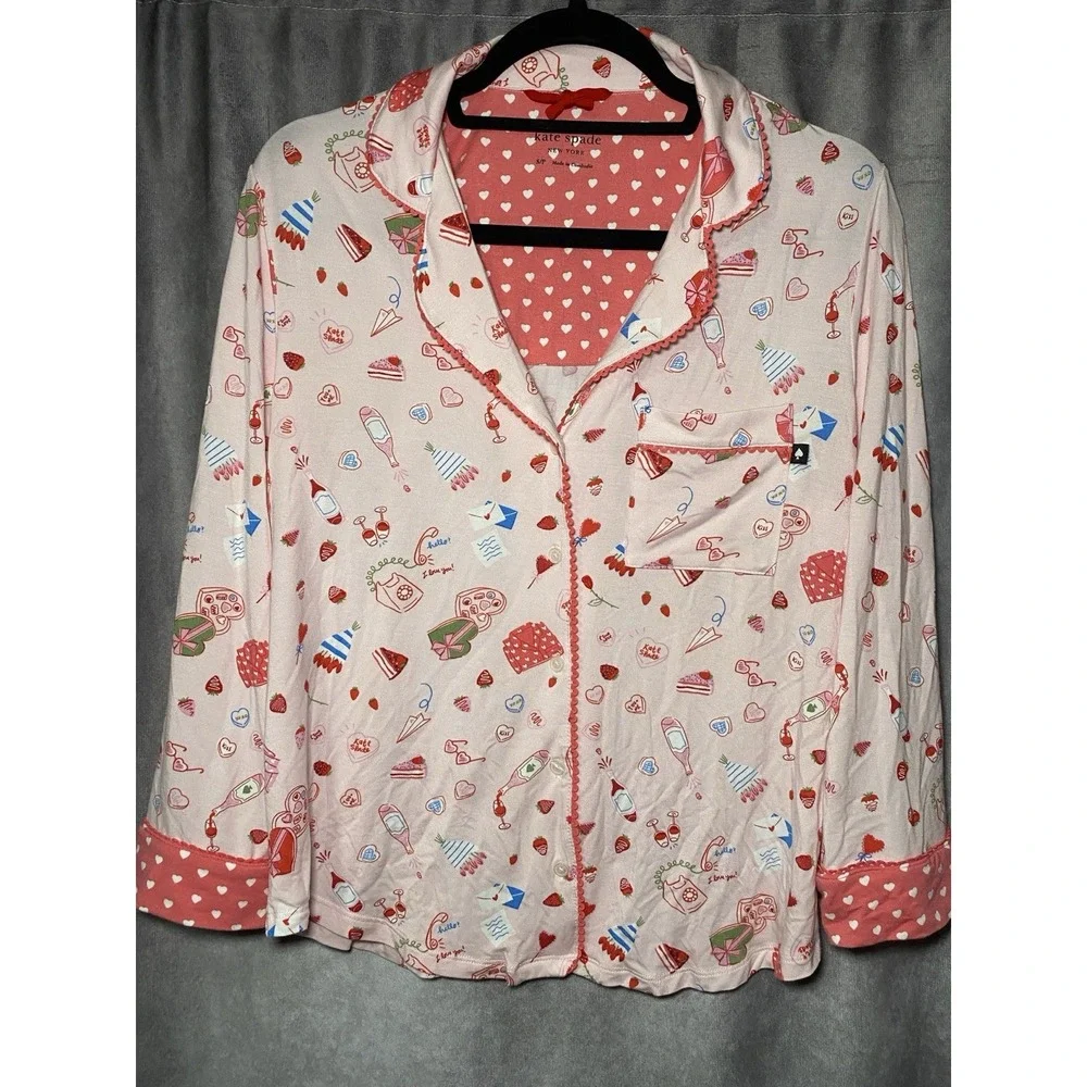 Kate Spade New York Pink Love Valentine Sweet Treats Novelty Pajama Sz Small
